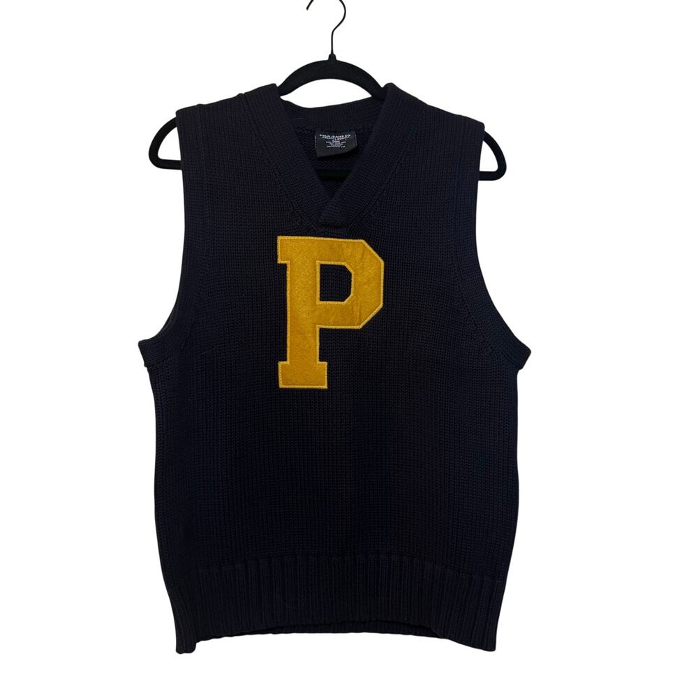 Vintage Polo Jeans Ralph Lauren L Varsity P Sweater Vest Cotton Preppy 90s